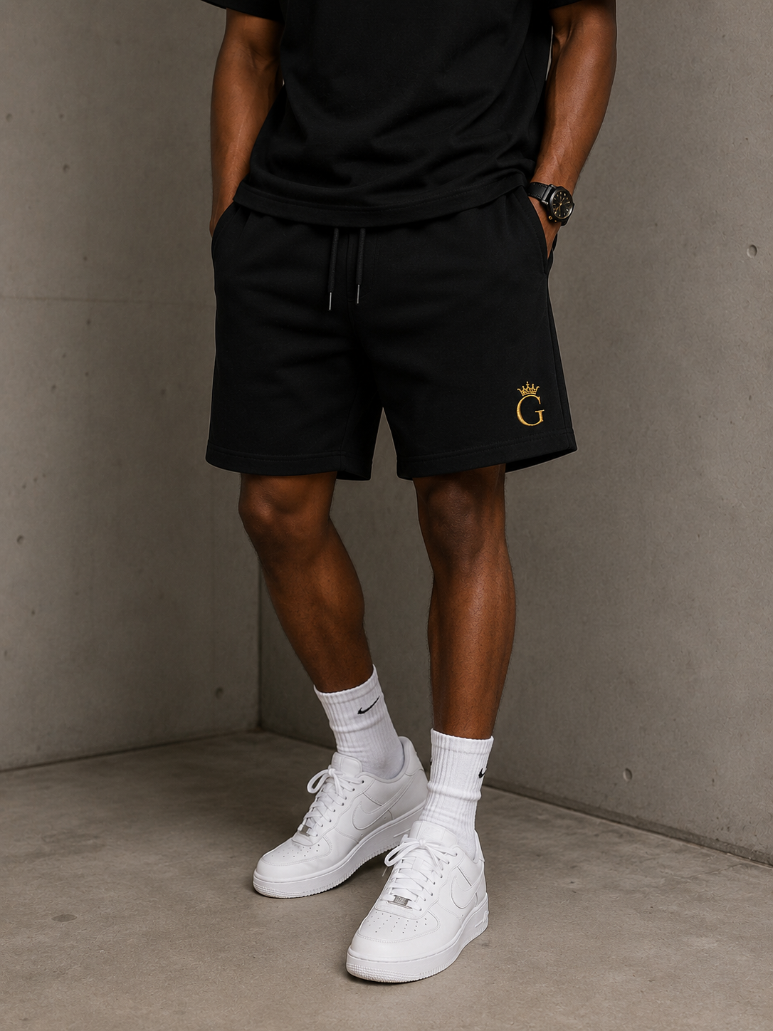 Signature Fleece Shorts — Black / Gold — LIMITED Drop 01