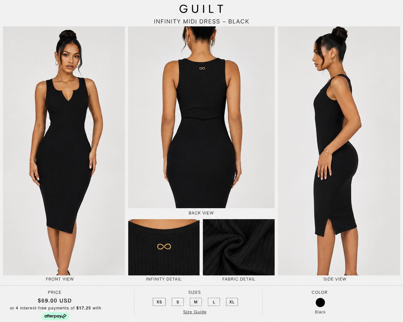 GUILT Infinity Ribbed Midi Dress