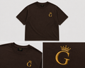 GUILT BROWN TEE / GOLD EMBROIDERY